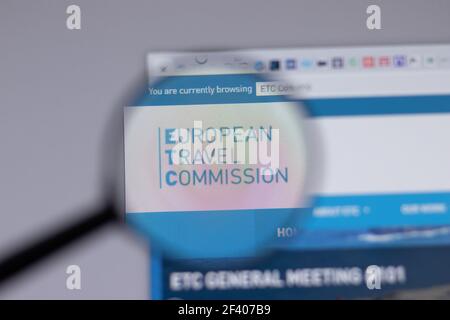 New York, USA - 18 March 2021: European Travel Commission ETC company logo icon on website, Illustrative Editorial