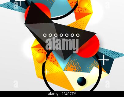 Vector color geometric abstract composition, triangular and polygonal design elements, digital background. Vector color geometric abstract composition, triangular and polygonal design elements, digital techno background Stock Vector