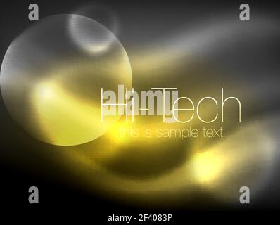 Blurred neon glowing circle, hi-tech modern bubble template, techno glowing glass round shapes or spheres. Geometric abstract background. Blurred neon glowing circle, hi-tech modern bubble template, techno glowing glass round shapes or spheres. Geometric abstract background. Vector illustration Stock Vector