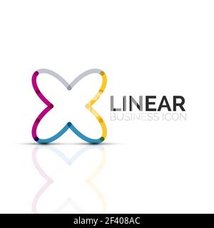 Abstract flower or star, linear thin line icon. Minimalistic business geometric shape symbol created with line segments. Abstract flower or star, linear thin line icon. Minimalistic business geometric shape symbol created with line segments. Vector illustration Stock Vector