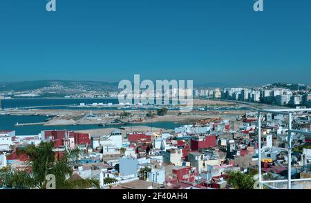 The old medina and the port of Tangier, Morocco Stock Photo