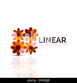 Abstract flower or star, linear thin line icon. Minimalistic business geometric shape symbol created with line segments. Abstract flower or star, linear thin line icon. Minimalistic business geometric shape symbol created with line segments. Vector illustration Stock Vector