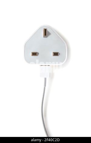 Overhead view of USB plug isolated on white background Stock Photo
