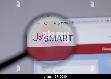 New York, USA - 18 March 2021: JetSmart company logo icon on website, Illustrative Editorial Stock Photo