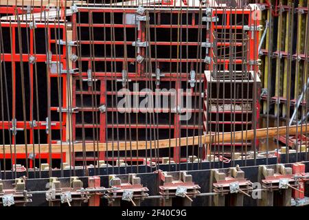 Formwork for concrete construction for circular or curved structures. Stock Photo