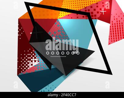 Vector color geometric abstract composition, triangular and polygonal design elements, digital background. Vector color geometric abstract composition, triangular and polygonal design elements, digital techno background Stock Vector