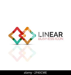 Abstract flower or star minimalistic linear icon, thin line geometric flat symbol for business icon design, abstract button or emblem. Abstract flower or star minimalistic linear icon, thin line geometric flat symbol for business icon design, abstract button or emblem. Vector illustration isolated on white created with color segments Stock Vector