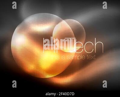 Blurred neon glowing circle, hi-tech modern bubble template, techno glowing glass round shapes or spheres. Geometric abstract background. Blurred neon glowing circle, hi-tech modern bubble template, techno glowing glass round shapes or spheres. Geometric abstract background. Vector illustration Stock Vector