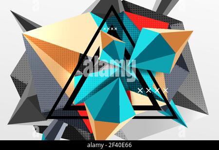 3d polygonal elements abstract background. 3d polygonal elements abstract background, textured vector modern template Stock Vector