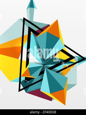 3d polygonal elements abstract background. 3d polygonal elements abstract background, textured vector modern template Stock Vector