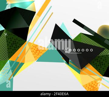 Abstract geometric background, polygonal triangle elements, lines and material textures, holographic elements. Abstract geometric background, polygonal triangle elements, lines and material textures, holographic elements. Vector modern abstract template Stock Vector