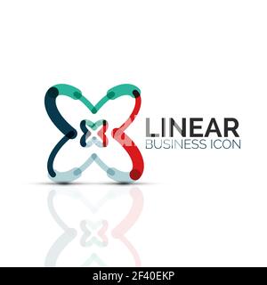 Abstract flower or star, linear thin line icon. Minimalistic business geometric shape symbol created with line segments. Abstract flower or star, linear thin line icon. Minimalistic business geometric shape symbol created with line segments. Vector illustration Stock Vector