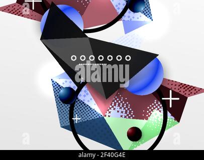 Vector color geometric abstract composition, triangular and polygonal design elements, digital background. Vector color geometric abstract composition, triangular and polygonal design elements, digital techno background Stock Vector