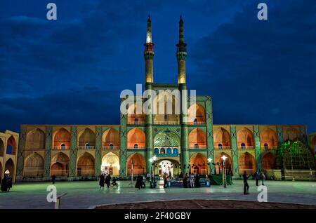 Amir Chakhmaq Mosque at dusk, Yazd, Iran. Stock Photo