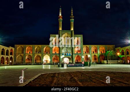 Amir Chakhmaq Mosque at dusk, Yazd, Iran. Stock Photo