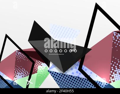 Vector color geometric abstract composition, triangular and polygonal design elements, digital background. Vector color geometric abstract composition, triangular and polygonal design elements, digital techno background Stock Vector
