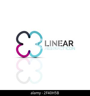 Abstract flower or star minimalistic linear icon, thin line geometric flat symbol for business icon design, abstract button or emblem. Abstract flower or star minimalistic linear icon, thin line geometric flat symbol for business icon design, abstract button or emblem. Vector illustration isolated on white created with color segments Stock Vector