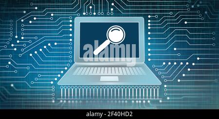 Search and network connection concept on dark background Stock Photo