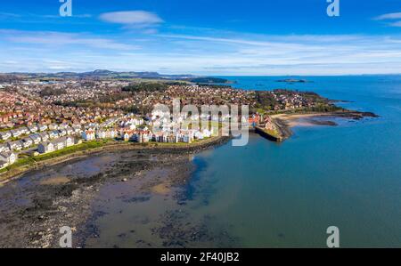 Aerial view of St David's Harbour, Dalgety Bay, Fife, Scotland. Stock Photo