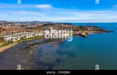 Aerial view of St David's Harbour, Dalgety Bay, Fife, Scotland. Stock Photo