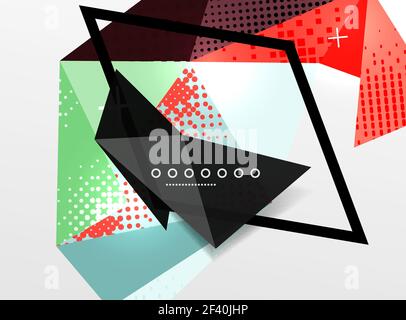 Vector color geometric abstract composition, triangular and polygonal design elements, digital background. Vector color geometric abstract composition, triangular and polygonal design elements, digital techno background Stock Vector