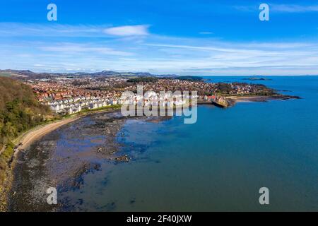 Aerial view of St David's Harbour, Dalgety Bay, Fife, Scotland. Stock Photo
