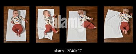 process of a baby to start crawling Stock Photo