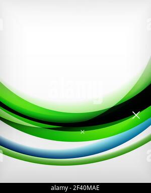 Glossy wave vector background with light and shadow effects, white cross shapes. Glossy green and blue color wave vector background with light and shadow effects, white cross shapes. Template for web banner, business or technology presentation background or elements, vector illustration Stock Vector