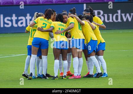 Orlando, Florida, USA, February 21, 2021, Brazil's Women National Team hundles during the SheBelieves Cup at Exploria Stadium  (Photo Credit:  Marty Jean-Louis) Stock Photo