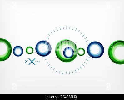 Flying abstract circles, vector geometric background, color air bubbles, web banner template, business or technology presentation background or elements. Flying green and blue abstract circles, vector geometric background, color air bubbles, web banner template, business or technology presentation background or elements, vector illustration Stock Vector