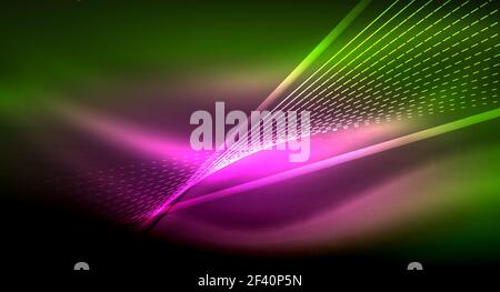 Smooth light effect, straight lines on glowing shiny neon dark background. Energy technology idea. Smooth light effect, straight lines on glowing shiny neon dark background. Energy technology idea. Vector illustration Stock Vector