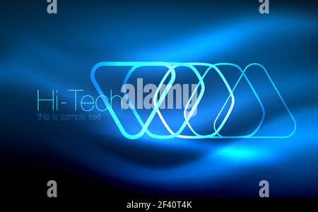 Glowing vector triangle geometric shapes in dark space. Glowing vector triangle geometric shape in dark spaces. Vector abstract background Stock Vector