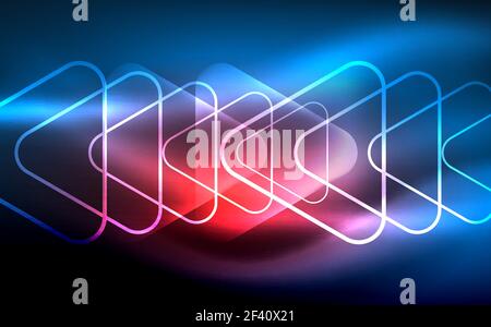 Glowing vector triangle geometric shapes in dark space. Glowing vector triangle geometric shape in dark spaces. Vector abstract background Stock Vector