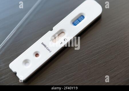 Positive test result by using rapid test device for COVID-19, novel coronavirus 2019. Positive test result by using rapid test device for COVID-19 Stock Photo