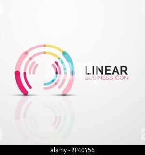 Outline minimal abstract geometric linear business icon made of line segments, elements. Outline minimal abstract geometric linear business icon made of round color line segments, elements. Vector illustration Stock Vector