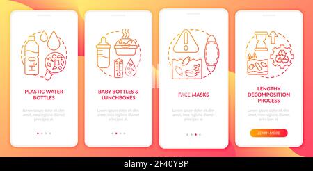 Top environmental challenges onboarding mobile app page screen with concepts Stock Vector