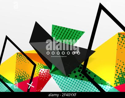 Vector color geometric abstract composition, triangular and polygonal design elements, digital background. Vector color geometric abstract composition, triangular and polygonal design elements, digital techno background Stock Vector