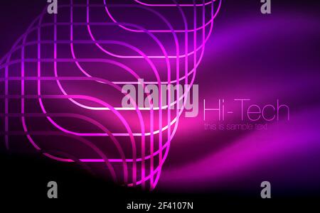 Glowing ellipses dark background, waves and swirl, neon light effect, shiny vector magic effects. Glowing ellipses dark background, waves and swirl, neon light effect, shiny magic effects. Vector illustration Stock Vector