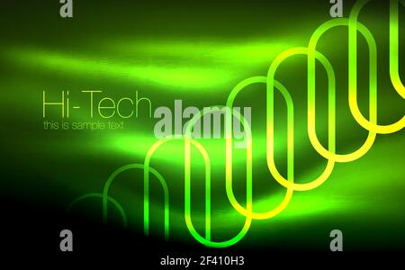 Glowing ellipses dark background, waves and swirl, neon light effect, shiny vector magic effects. Glowing ellipses dark background, waves and swirl, neon light effect, shiny magic effects. Vector illustration Stock Vector