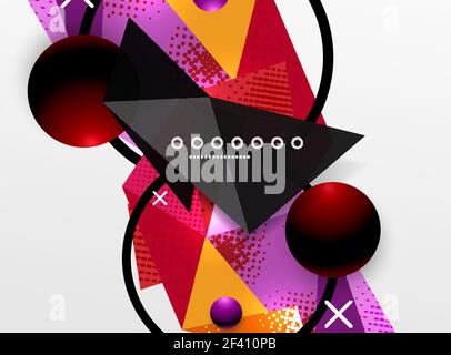 Vector color geometric abstract composition, triangular and polygonal design elements, digital background. Vector color geometric abstract composition, triangular and polygonal design elements, digital techno background Stock Vector