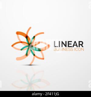 Outline minimal abstract geometric linear business icon made of line segments, elements. Outline minimal abstract geometric linear business icon made of round color line segments, elements. Vector illustration Stock Vector