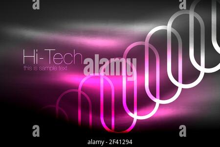 Glowing ellipses dark background, waves and swirl, neon light effect, shiny vector magic effects. Glowing ellipses dark background, waves and swirl, neon light effect, shiny magic effects. Vector illustration Stock Vector