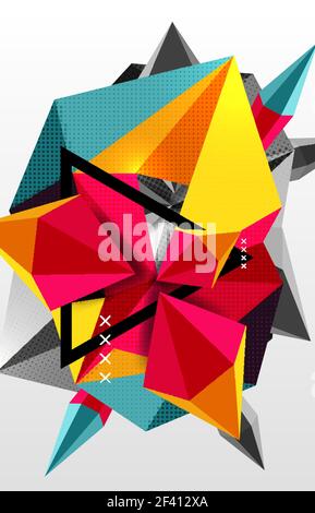 3d polygonal elements abstract background. 3d polygonal elements abstract background, textured vector modern template Stock Vector