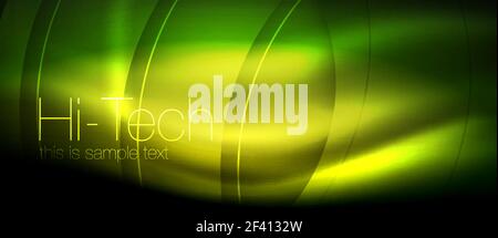 Glossy light effect neon glowing waves, shiny lights. Glossy light effect neon glowing waves, shiny lights. Digital techno futuristic abstract background, vector illustration Stock Vector