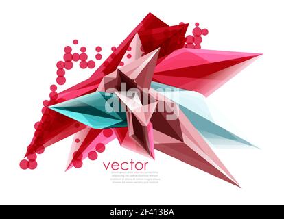 Color glass crystals on white background, geometric abstract composition with glass gemstones and copyspace, background template. Vector color glass crystals on white background, geometric abstract composition with glass gemstones and copyspace, background template Stock Vector