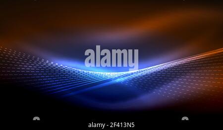 Smooth light effect, straight lines on glowing shiny neon dark background. Energy technology idea. Smooth light effect, straight lines on glowing shiny neon dark background. Energy technology idea. Vector illustration Stock Vector