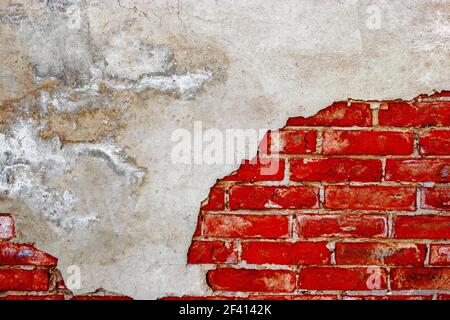 Vintage half plastered wall Stock Photo