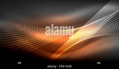 Smooth light effect, straight lines on glowing shiny neon dark background. Energy technology idea. Smooth light effect, straight lines on glowing shiny neon dark background. Energy technology idea. Vector illustration Stock Vector
