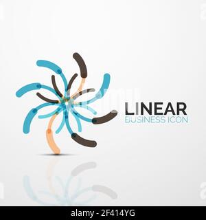 Outline minimal abstract geometric linear business icon made of line segments, elements. Outline minimal abstract geometric linear business icon made of round color line segments, elements. Vector illustration Stock Vector