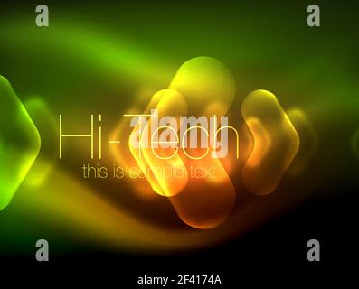 Blurred arrows in dark space. Neon pointers, glass glossy design, abstract shiny techno background, web banner. Blurred arrows in dark space. Neon pointers, glass glossy design, abstract shiny techno background, web banner, vector illustration Stock Vector
